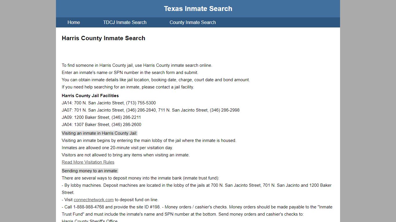 Harris County Inmate Search