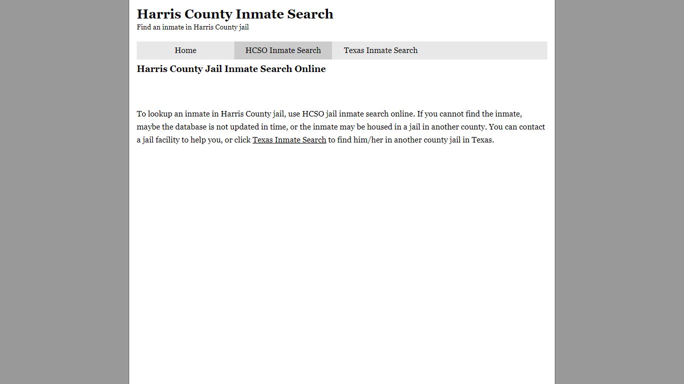 Harris County Jail Inmate Search Online